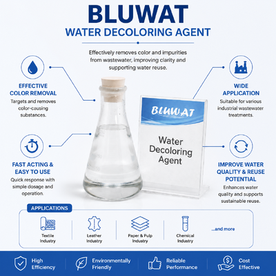 Comprar BWD-01 Agente decolorante de agua para efluentes industriales de alto color con una eliminación del color del 50-99% y una reducción del COD del 50-80% fabricación en línea