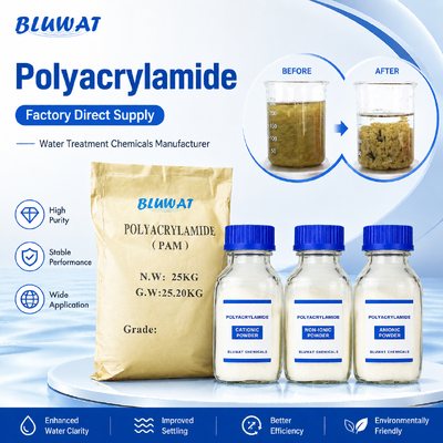 Comprar Polvo de poliacrilamida aniónica, catiónica y no iónica Blufloc para tratamiento de agua, minería y separación industrial fabricación en línea