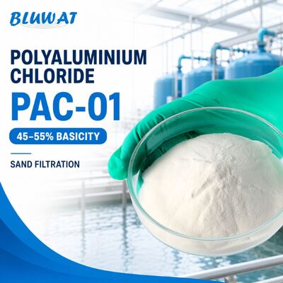 Comprar 45-55% Basicidad 25 kg Bolsa PAC-01 Cloruro de polialuminio para el pretratamiento de filtración de arena fabricación en línea