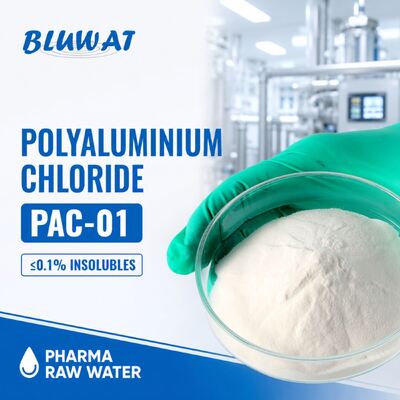 Comprar Cloruro de Polialuminio Secado por Atomización PAC-01 con un máximo del 0.1% de insolubles para pretratamiento de agua cruda farmacéutica fabricación en línea