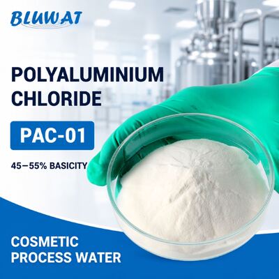 Comprar PAC-01 Polvillo blanco de cloruro de polialuminio con 45-55% de base en bolsas de 25 kg para tratamiento de aguas cosméticas fabricación en línea