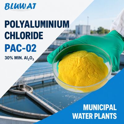 Comprar PAC-02 Cloruro de polialuminio con 45-85% de base y 30% de contenido mínimo de Al2O3 para plantas de agua municipales fabricación en línea