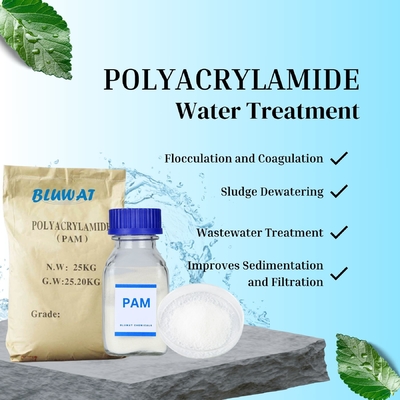 Polyacrilamida aniónica catiónica no iónica PAM Polielectroluto para floculación y coagulación en el tratamiento del agua