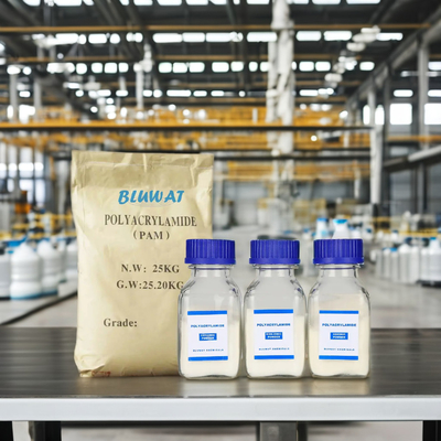 Tratamiento de aguas residuales en el sudeste asiático Blufloc Polyacrylamide en polvo APAM/CPAM Floculante para la industria textil y del azúcar de aceite de palma