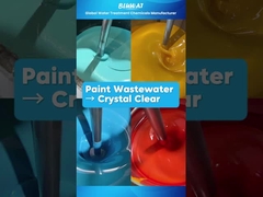 Tratamiento de aguas residuales de pintura. Demo de agua clara con floculantes y PAM.